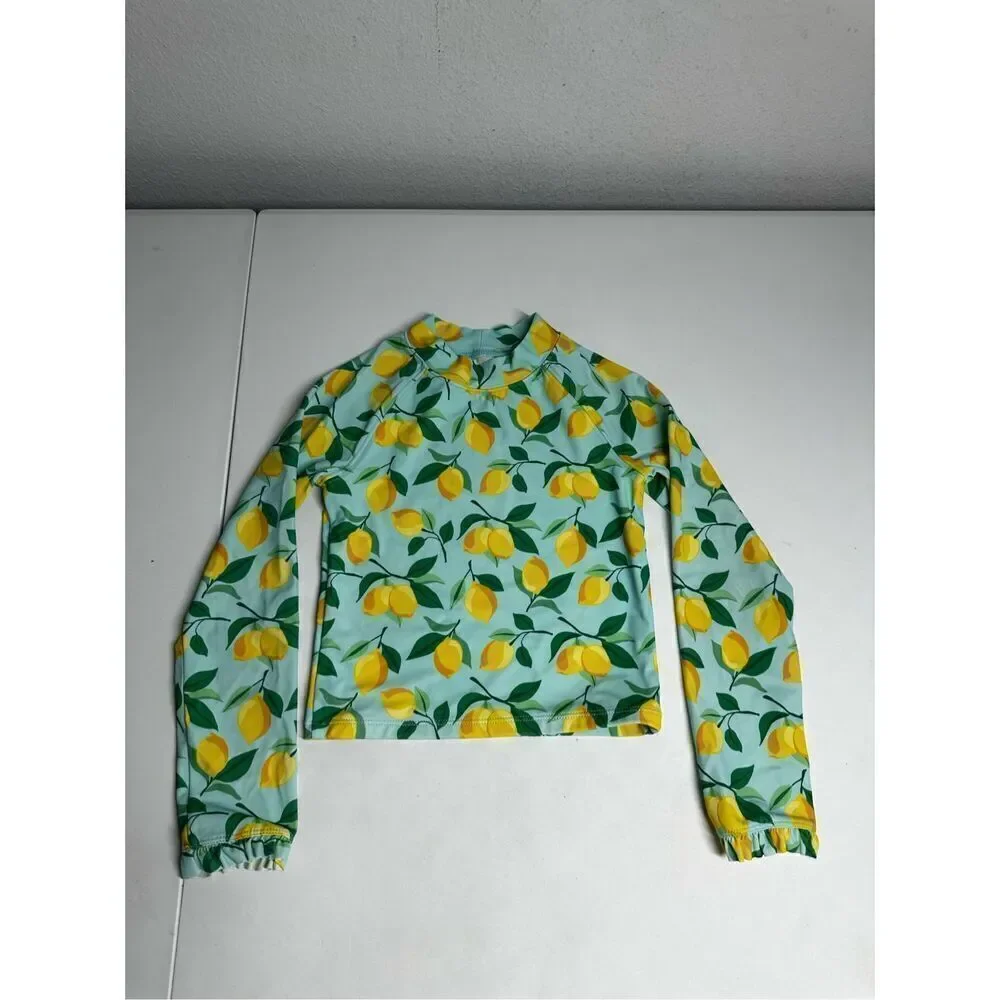 Janie and Jack Long sleeve Swim Top Lemons Girls Size 6 See Description